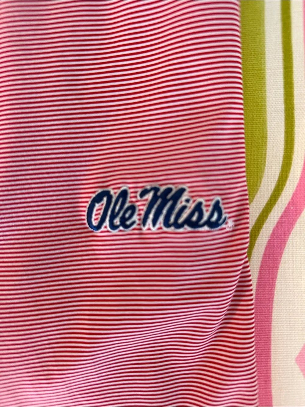 Men’s Peter Millar Tiebreaker Red &White Striped Ole Miss Polo Size Medium - Picture 3 of 4